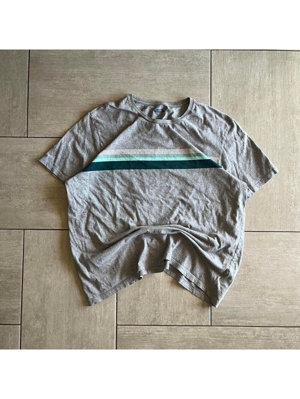 Old Navy grey striped tee with tie detail